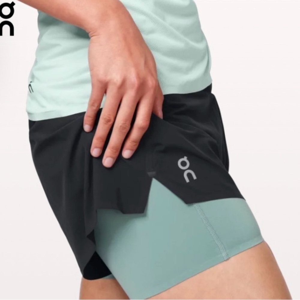 On Running Women’s Black and Mint Athletic Shorts